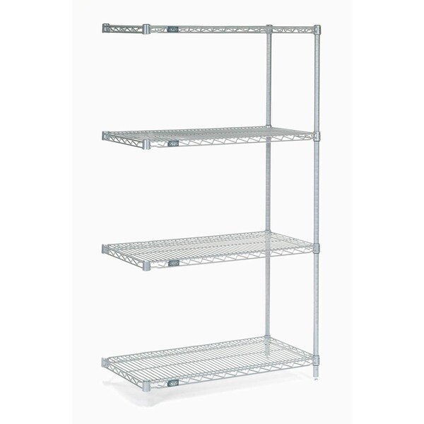 Nexel Nexelate Wire Shelving Add-On, Silver Epoxy, 54W X 14D X 54H A14545EP - main